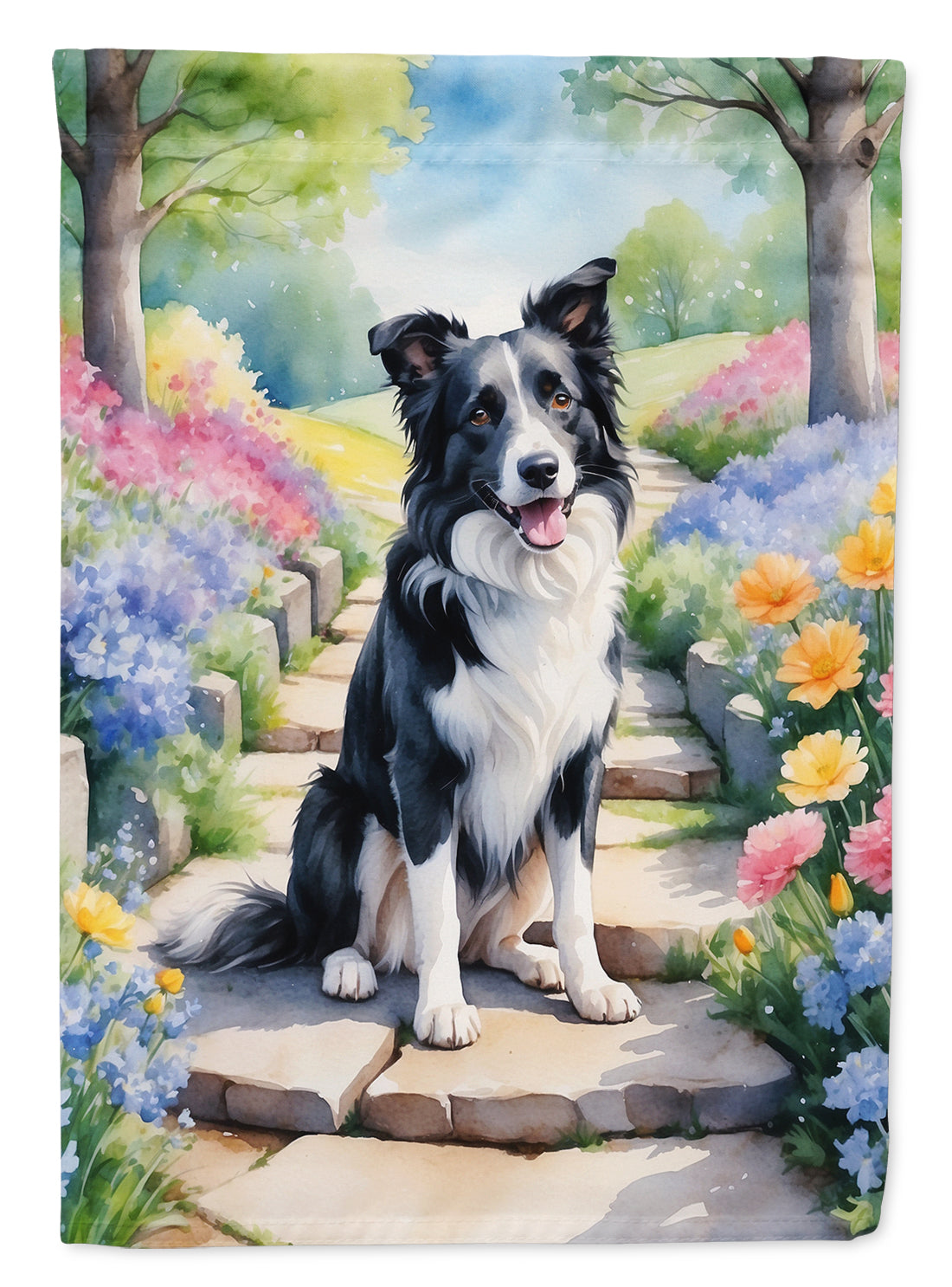 Buy this Border Collie Spring Path Garden Flag