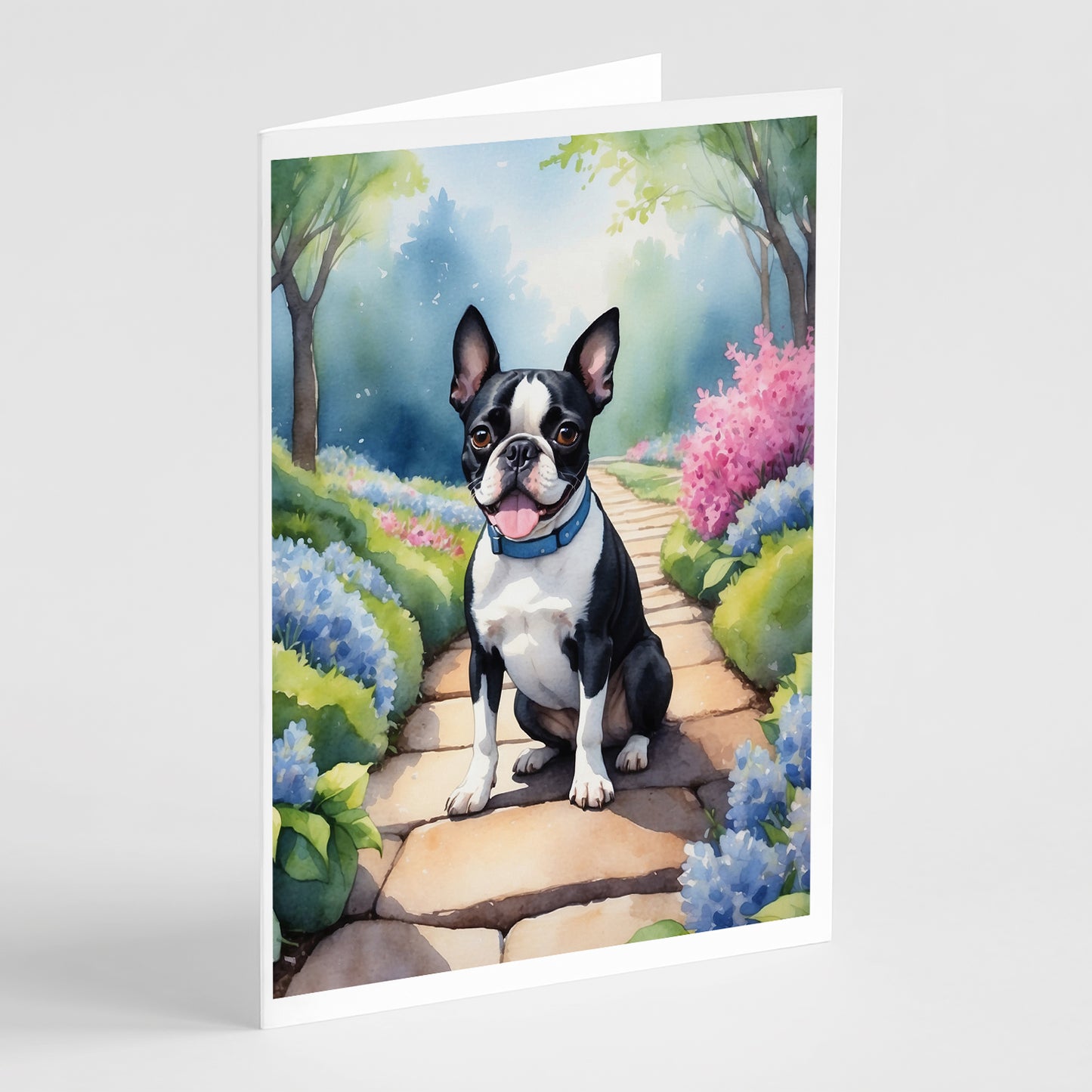 Buy this Boston Terrier Spring Path Greeting Cards Pack of 8