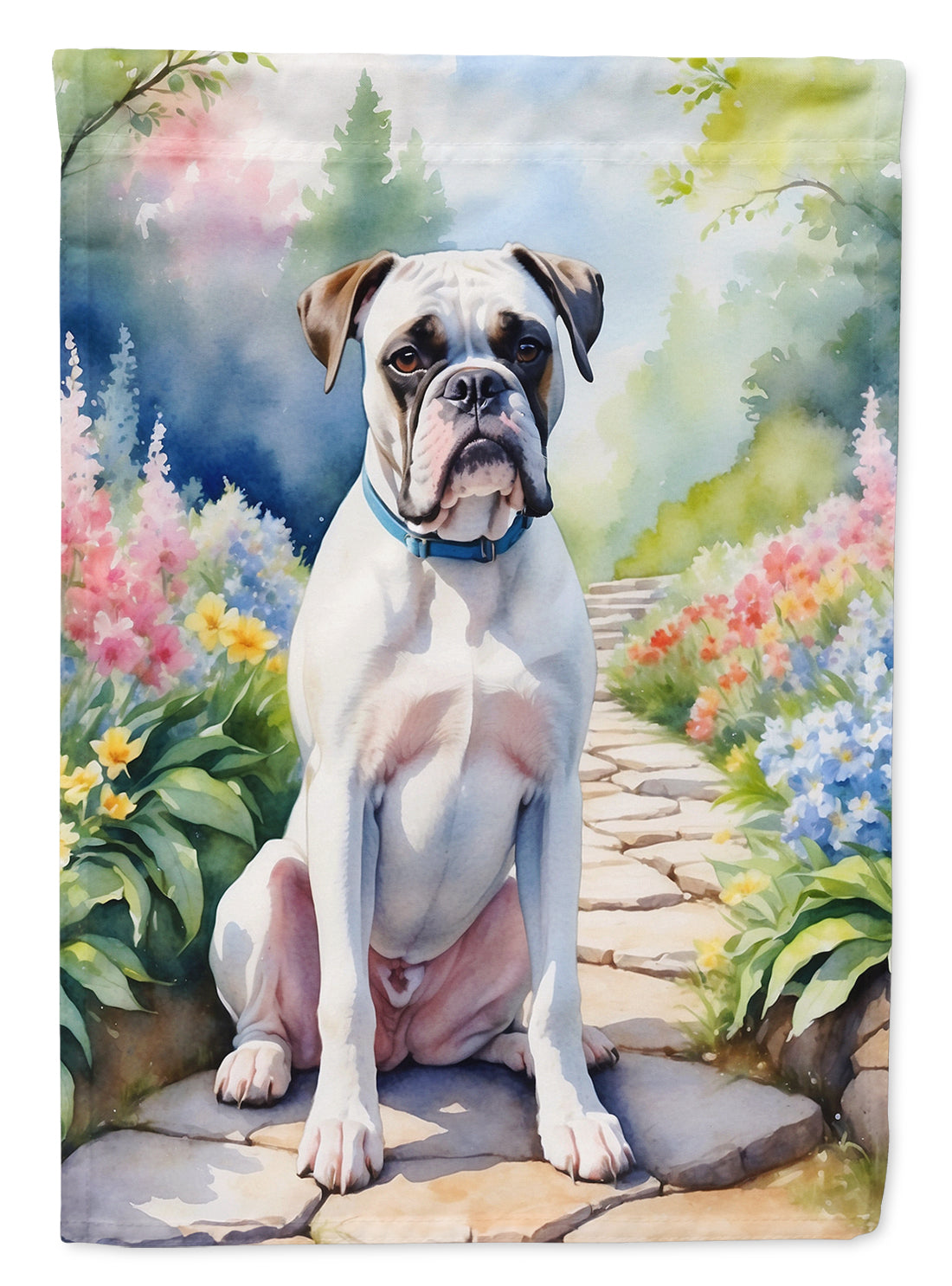 Buy this White Boxer Spring Path Garden Flag