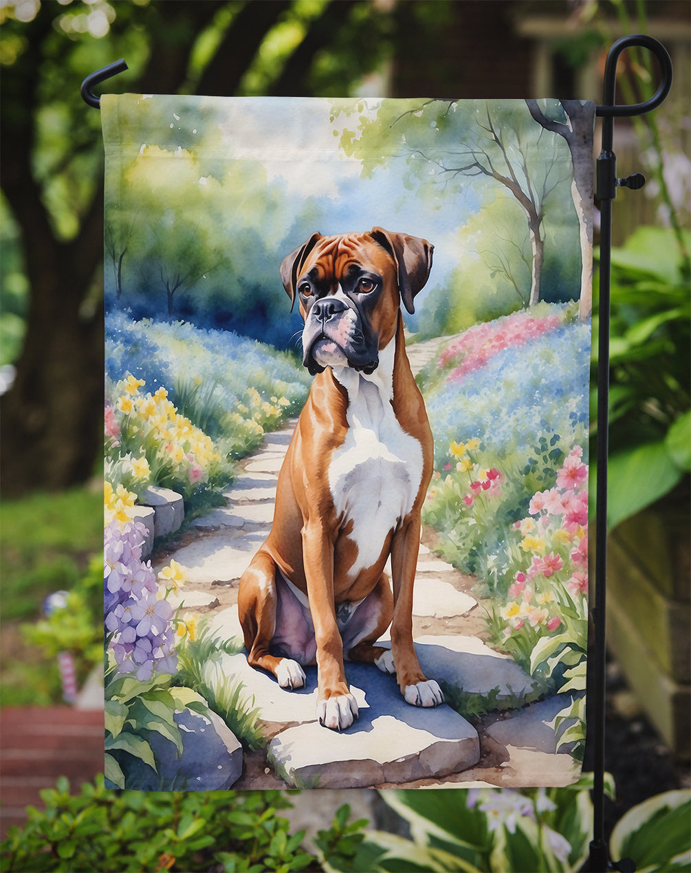 Boxer Spring Path Garden Flag
