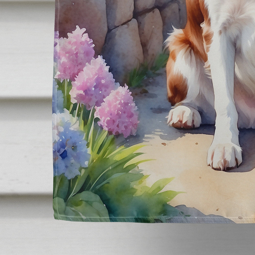 Brittany Spaniel Spring Path House Flag