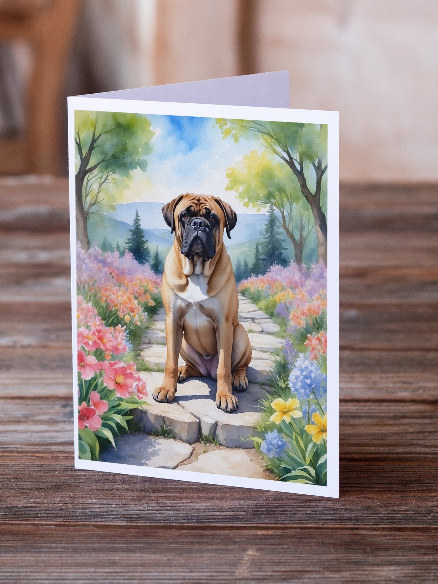 Bullmastiff Spring Path Greeting Cards Pack of 8