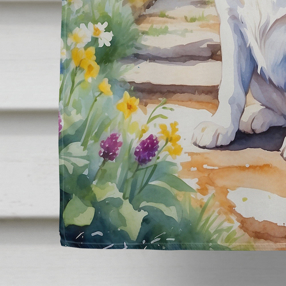 Clumber Spaniel Spring Path House Flag