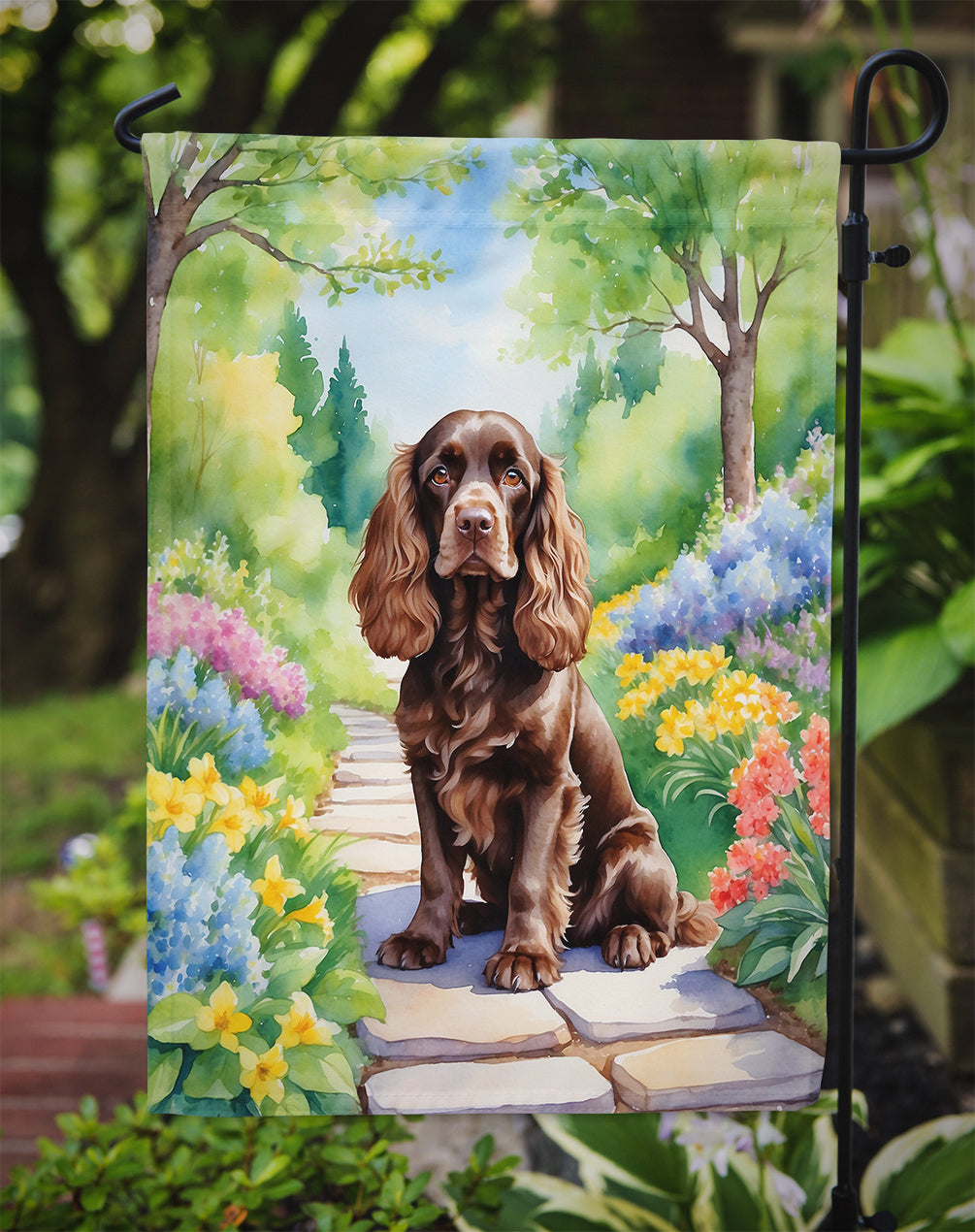 Cocker Spaniel Spring Path Garden Flag