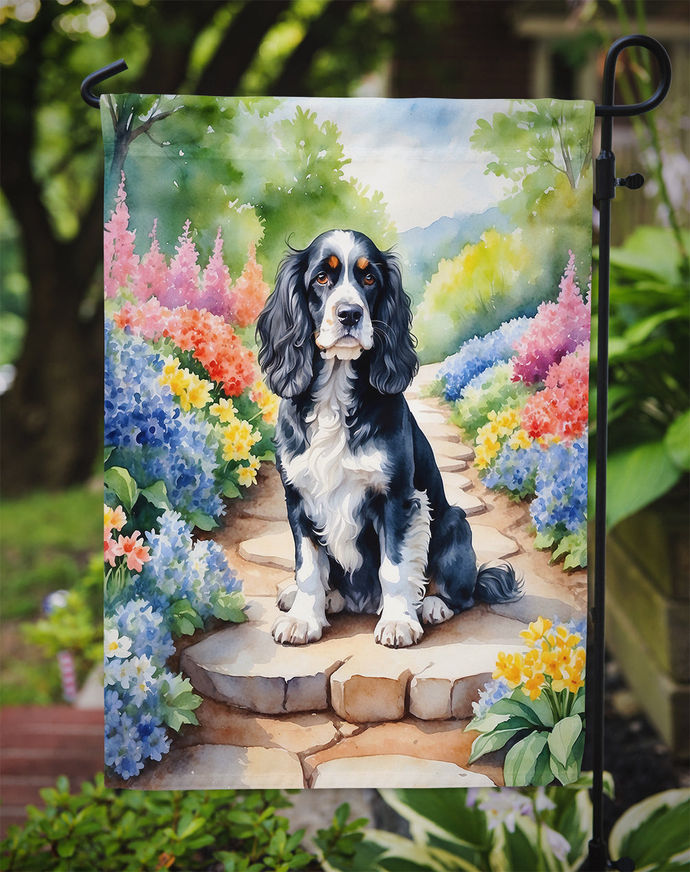 Cocker Spaniel Spring Path Garden Flag