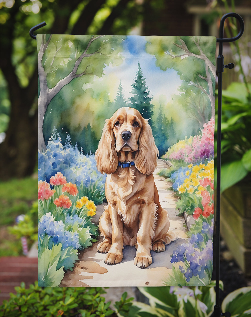 Cocker Spaniel Spring Path Garden Flag