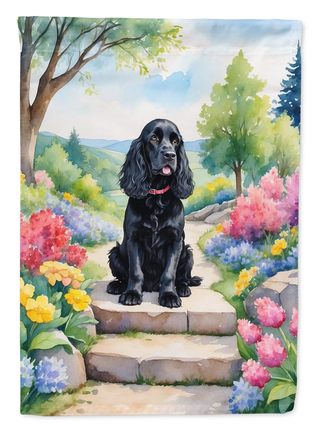 Buy this Cocker Spaniel Spring Path House Flag