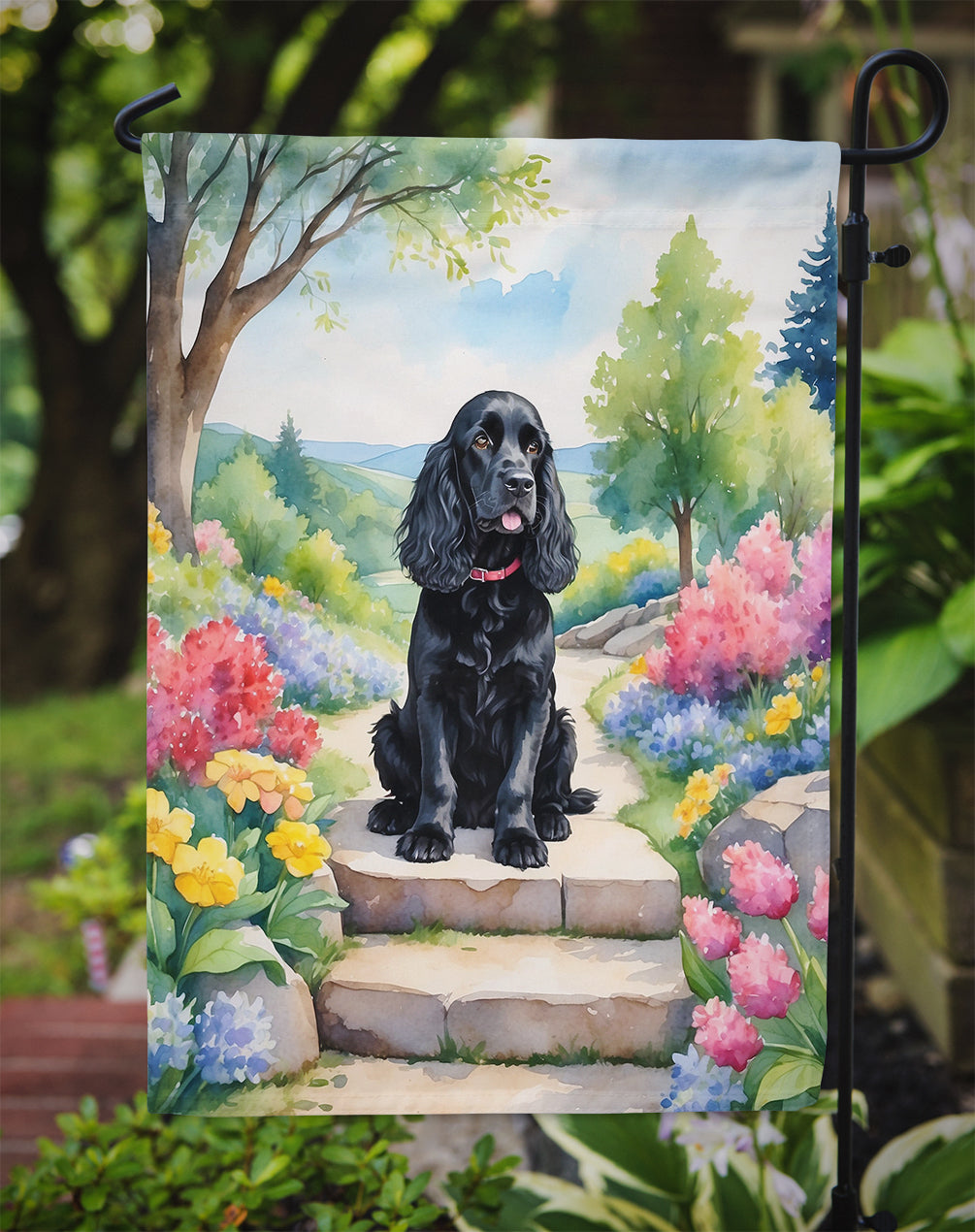 Cocker Spaniel Spring Path Garden Flag