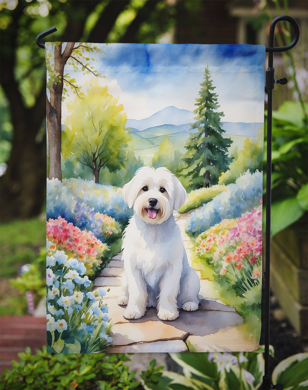 Coton de Tulear Spring Path Garden Flag