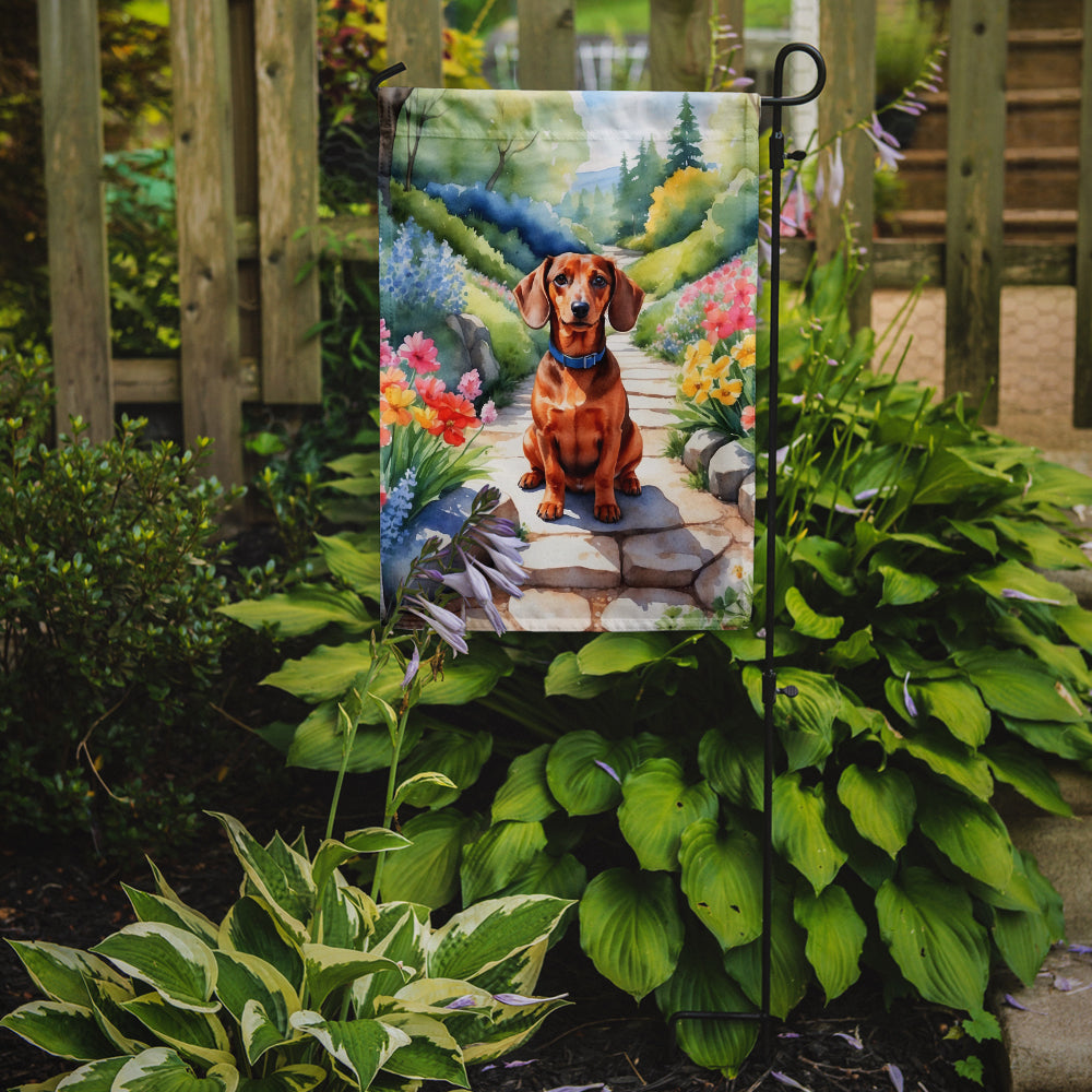 Dachshund Spring Path Garden Flag