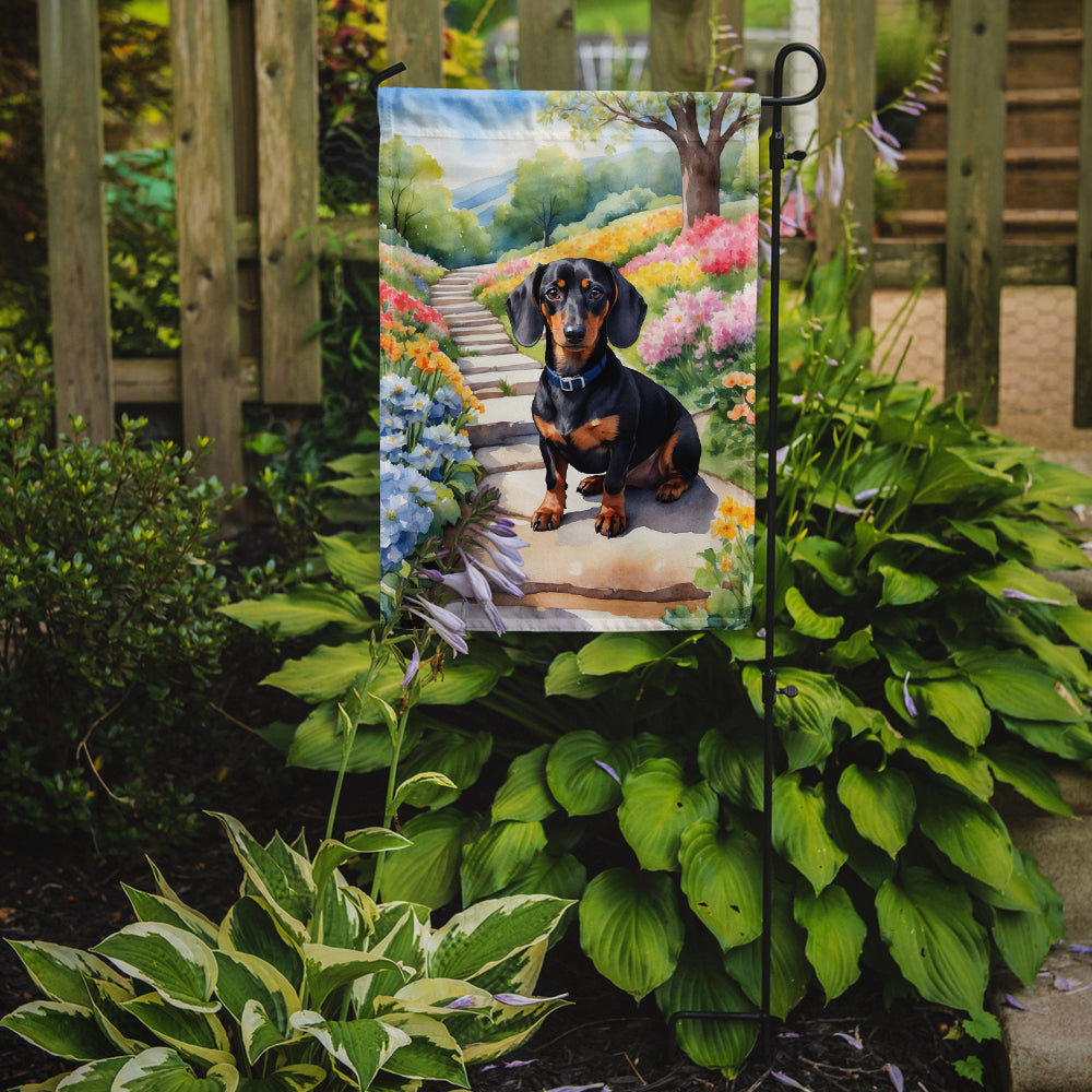 Dachshund Spring Path Garden Flag