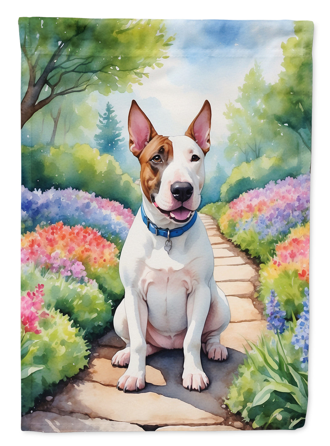 Buy this English Bull Terrier Spring Path Garden Flag