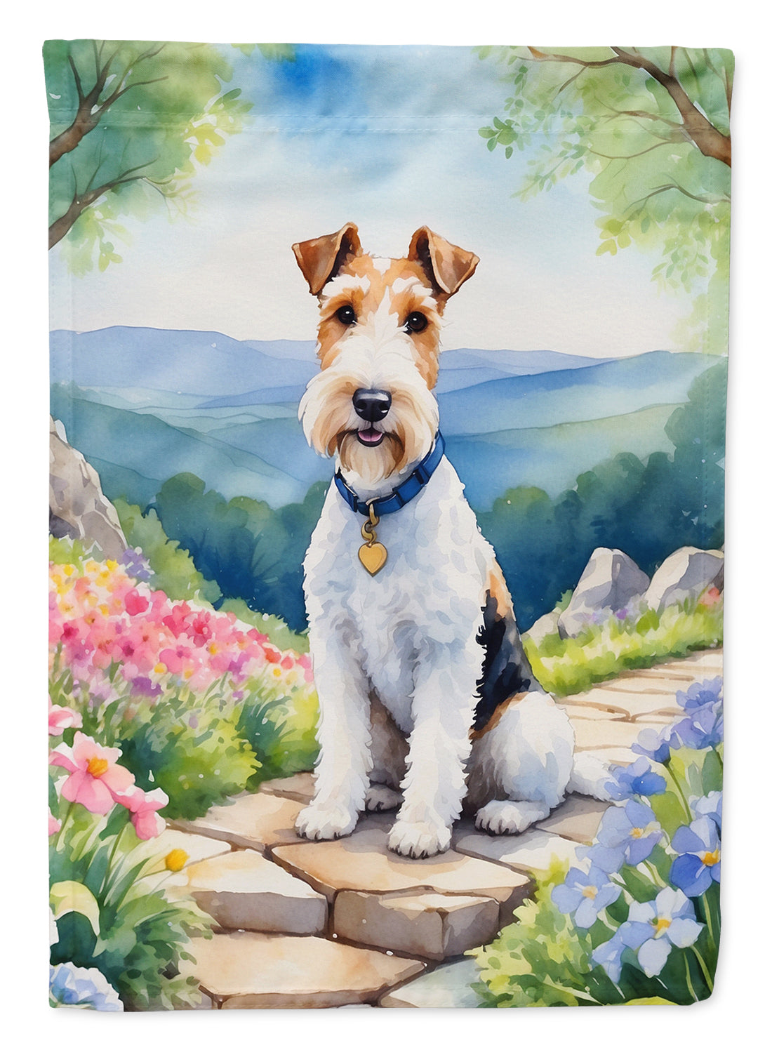 Buy this Fox Terrier Spring Path Garden Flag