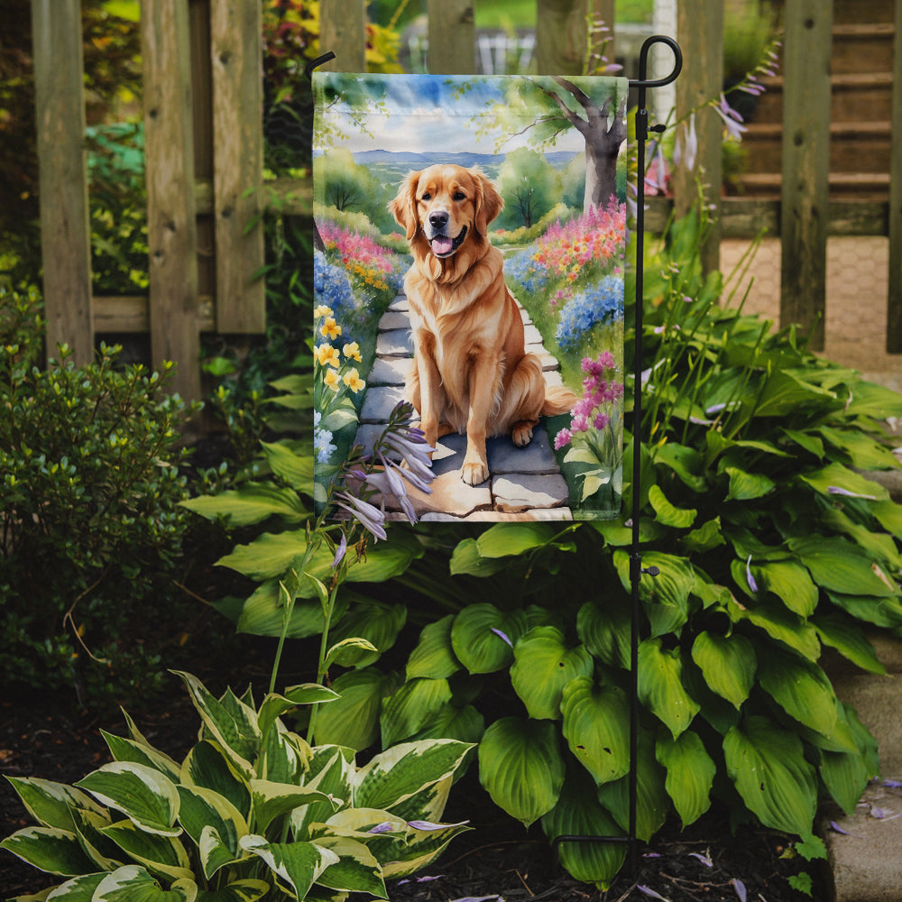 Golden Retriever Spring Path Garden Flag