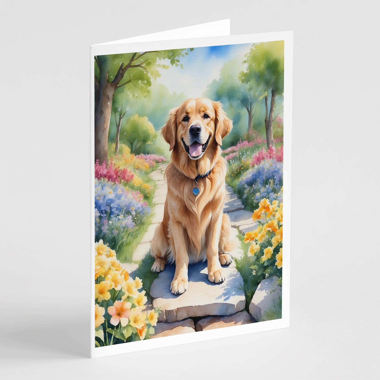 Buy this Golden Retriever Spring Path Greeting Cards Pack of 8