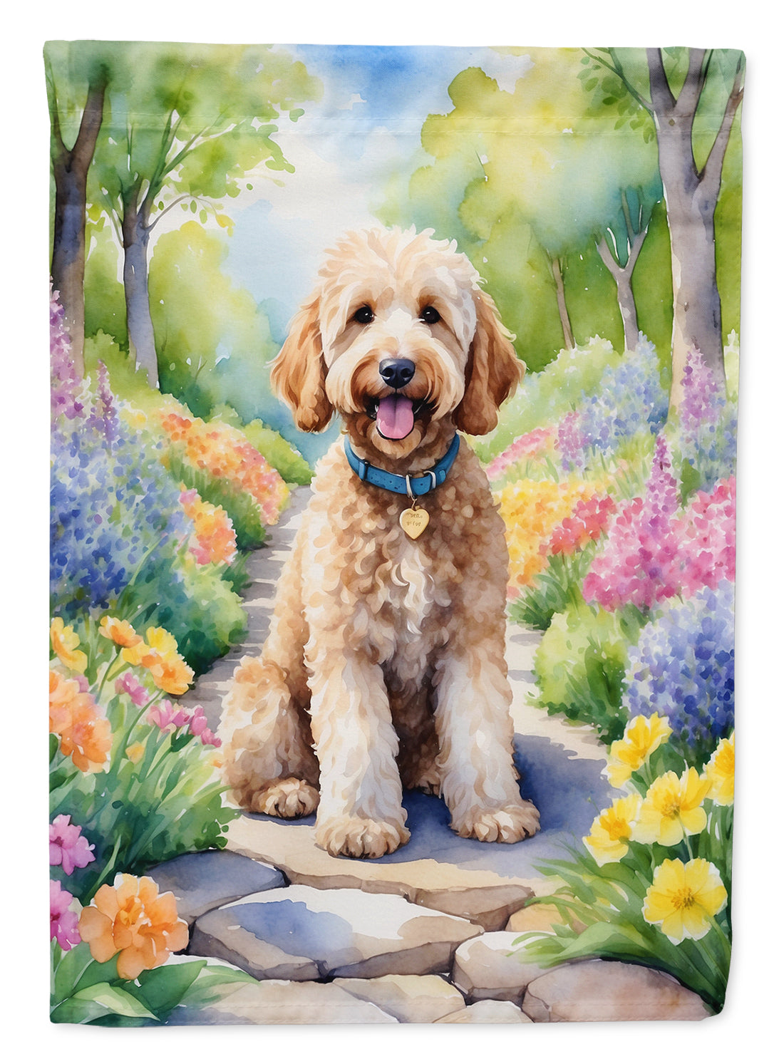 Buy this Goldendoodle Spring Path House Flag