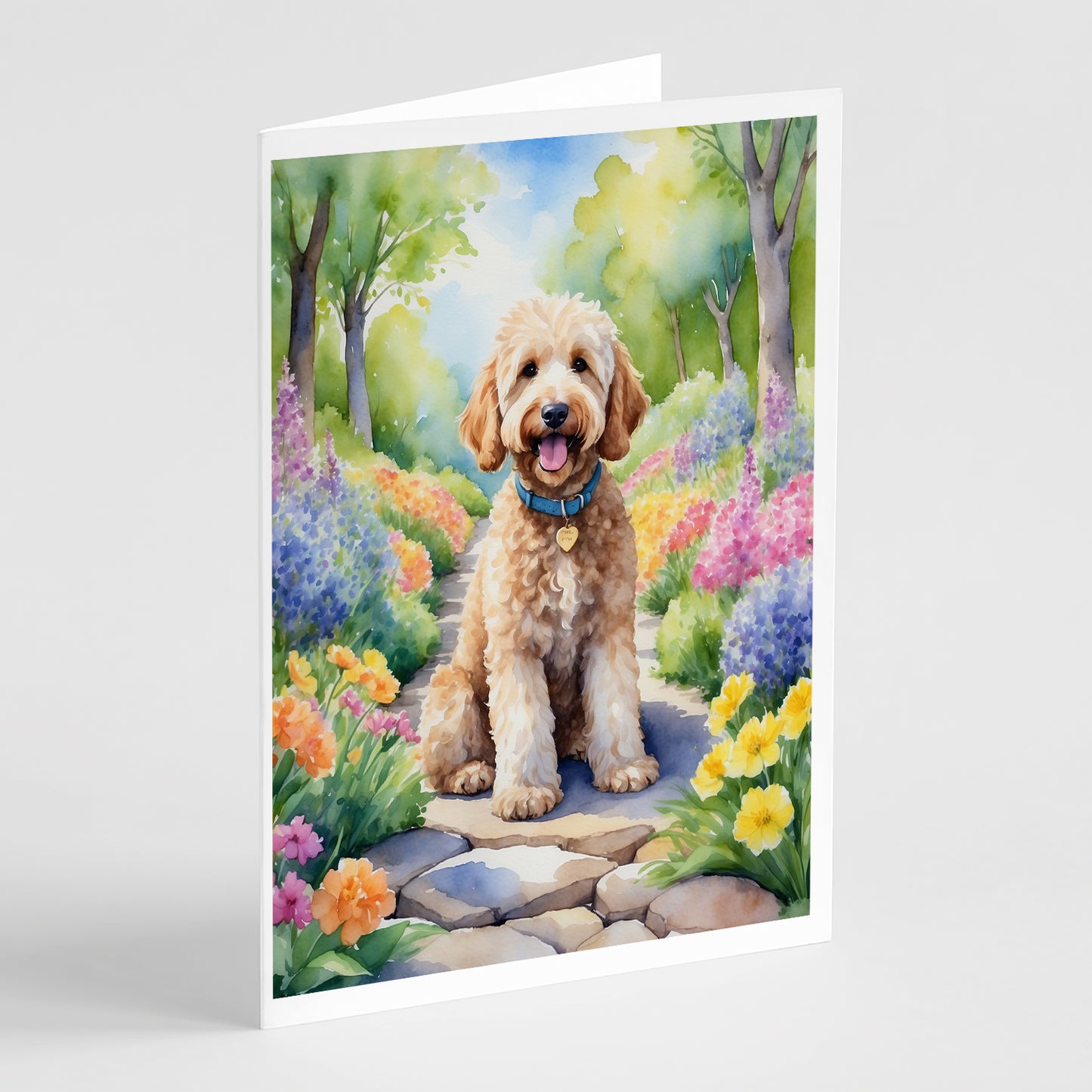 Buy this Goldendoodle Spring Path Greeting Cards Pack of 8