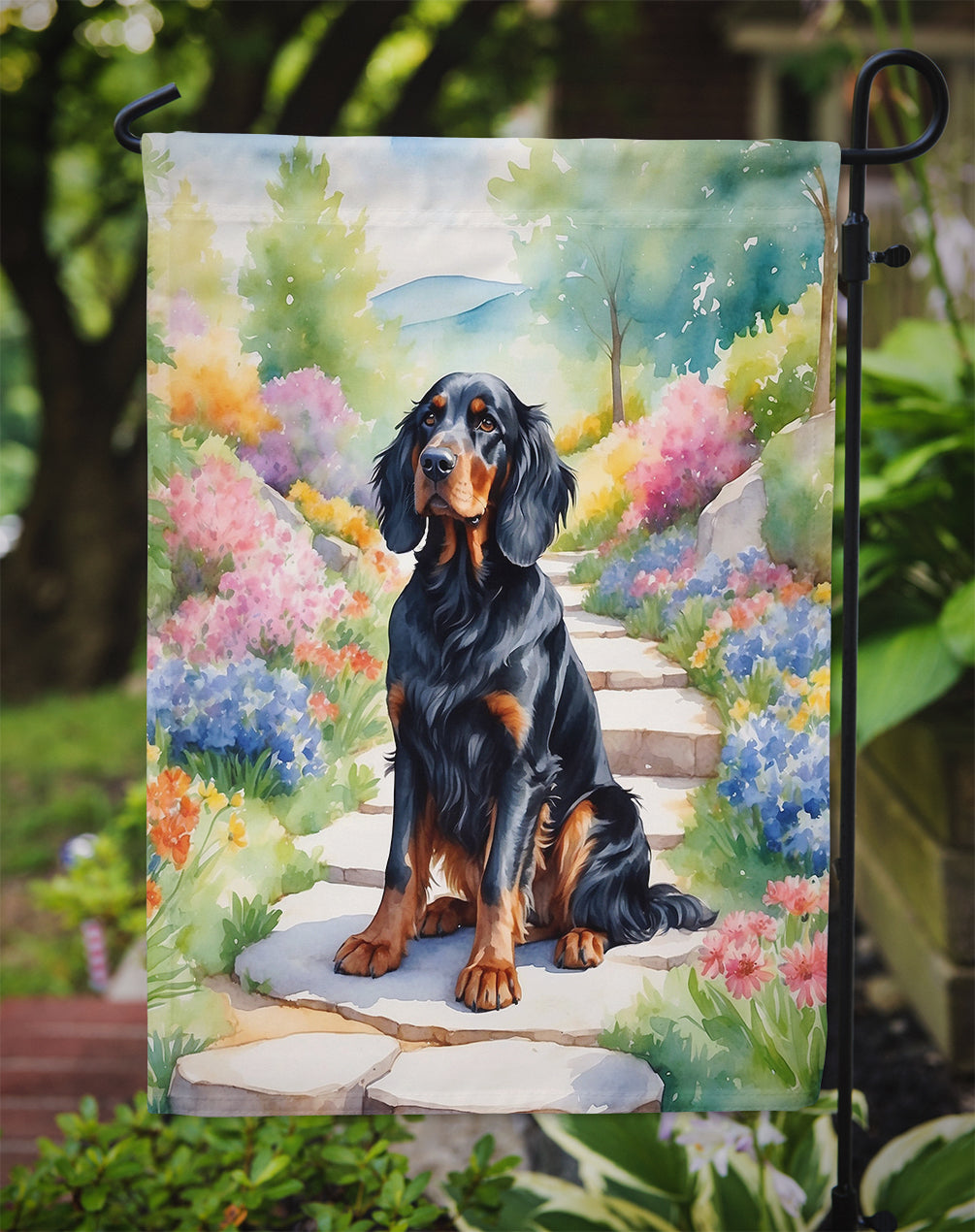 Gordon Setter Spring Path Garden Flag