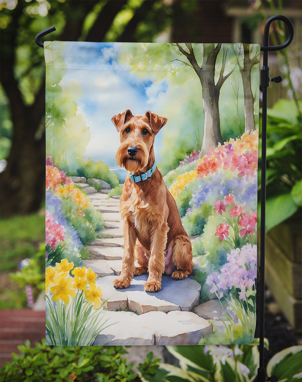 Irish Terrier Spring Path Garden Flag