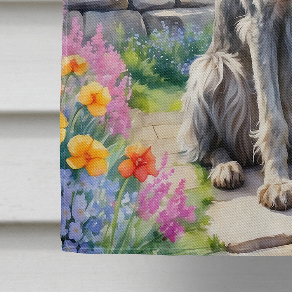 Irish Wolfhound Spring Path House Flag