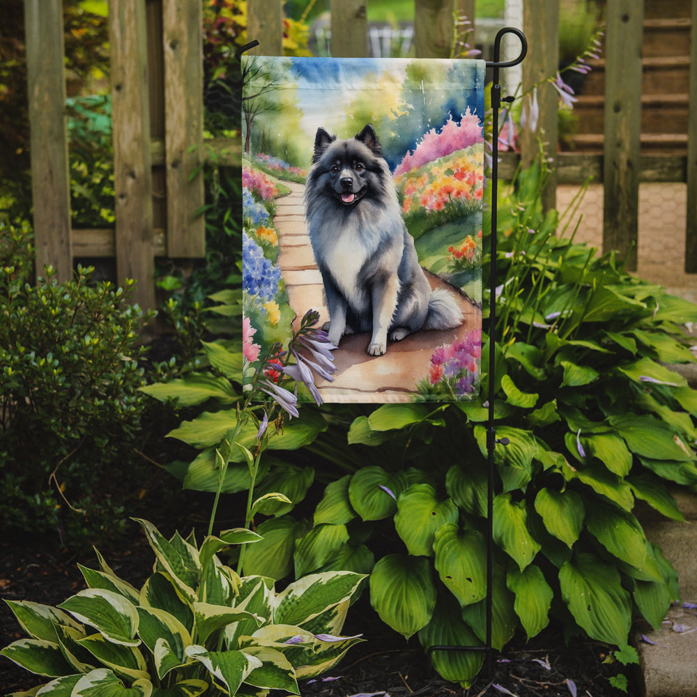 Keeshond Spring Path Garden Flag