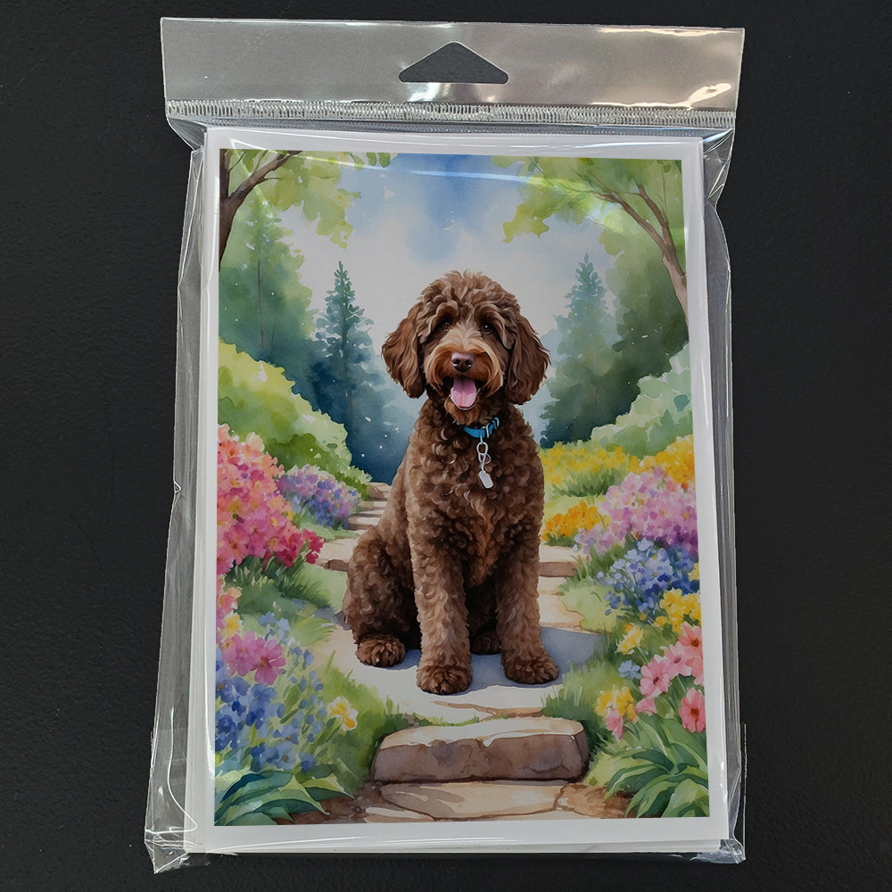 Labradoodle Spring Path Greeting Cards Pack of 8