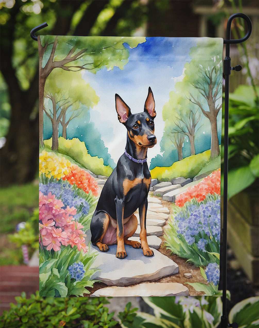 Manchester Terrier Spring Path Garden Flag