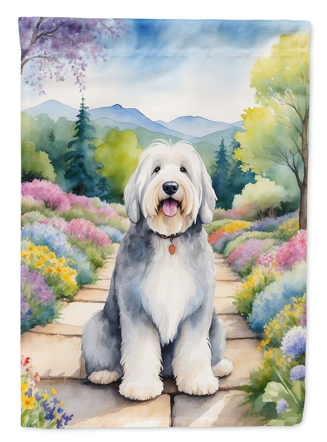 Buy this Old English Sheepdog Spring Path Garden Flag