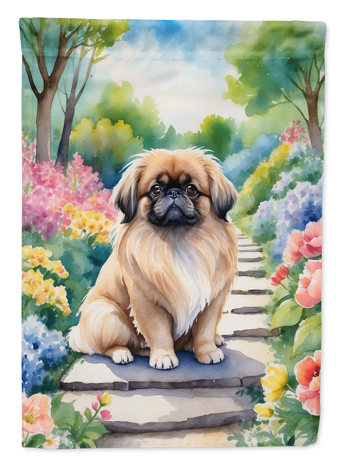 Buy this Pekingese Spring Path House Flag