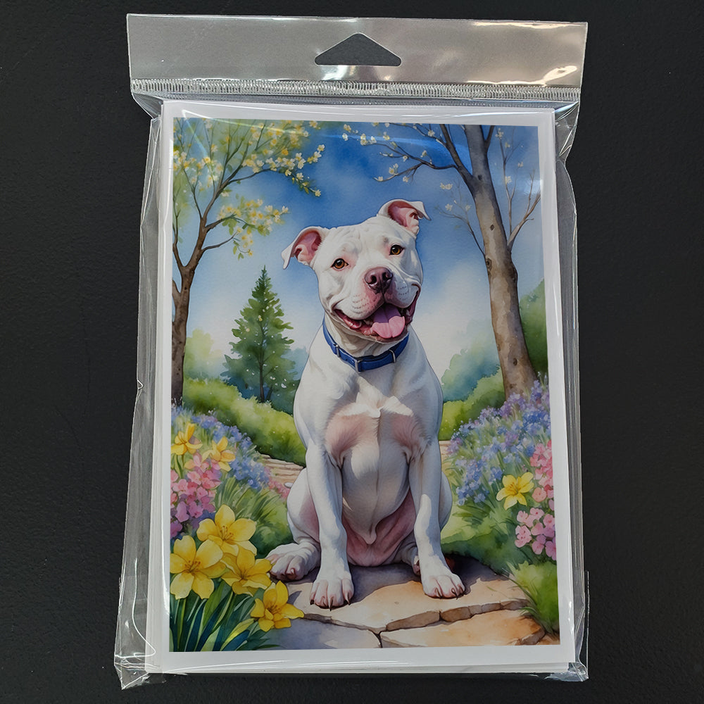 Pit Bull Terrier Spring Path Greeting Cards Pack of 8