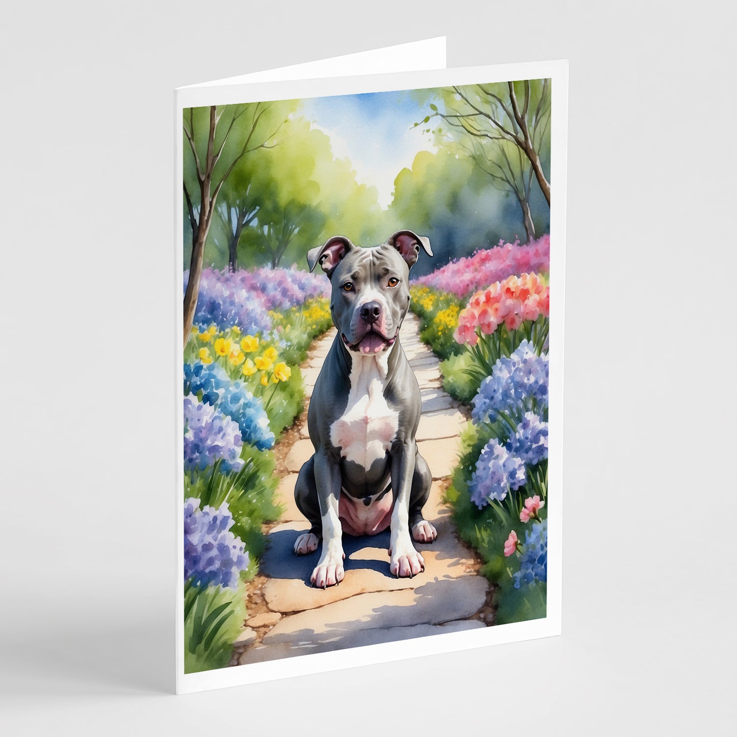 Buy this Pit Bull Terrier Spring Path Greeting Cards Pack of 8