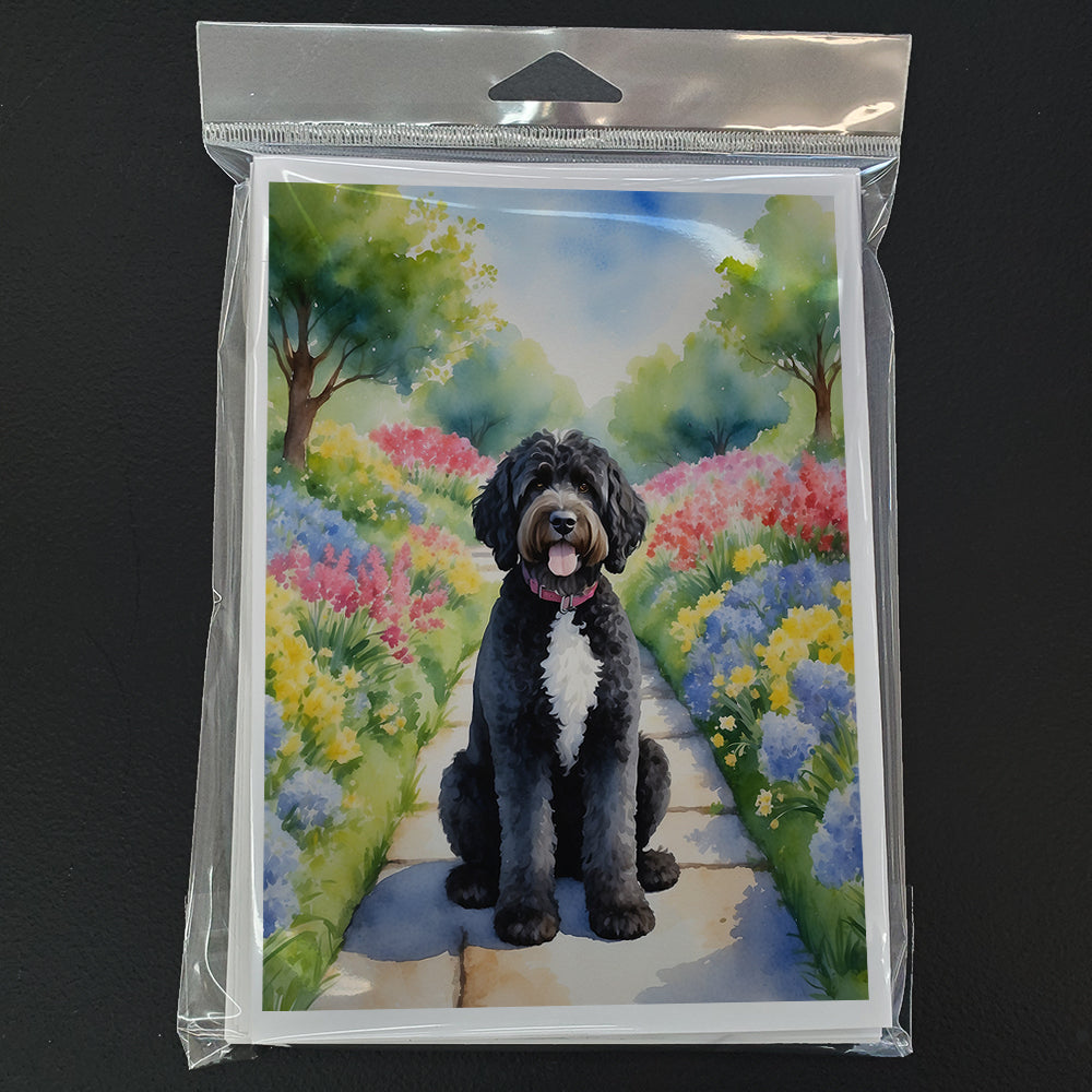 Portuguese Water Dog Spring Path Greeting Cards Pack of 8