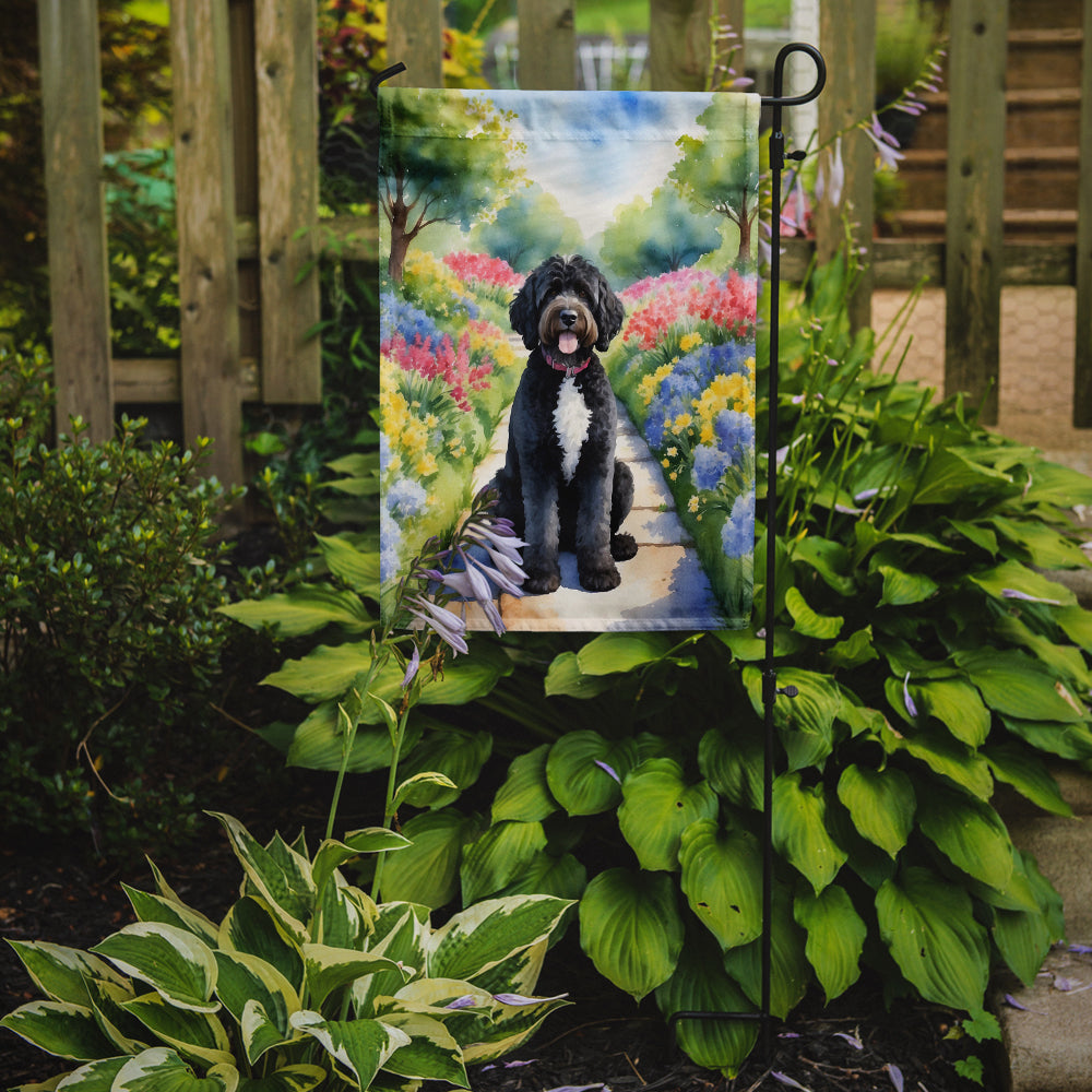 Portuguese Water Dog Spring Path Garden Flag