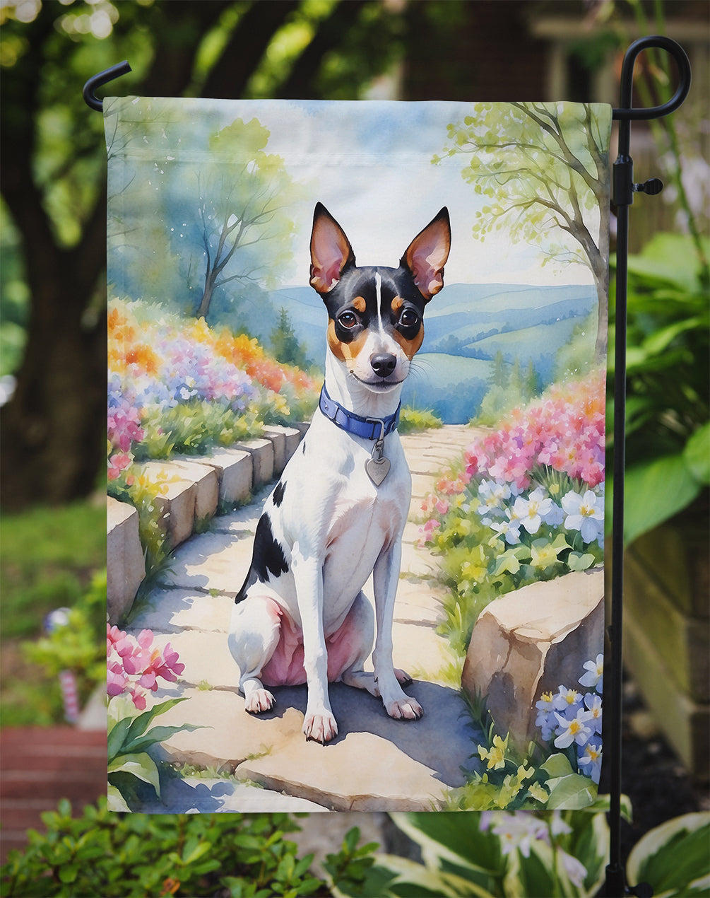 Rat Terrier Spring Path Garden Flag