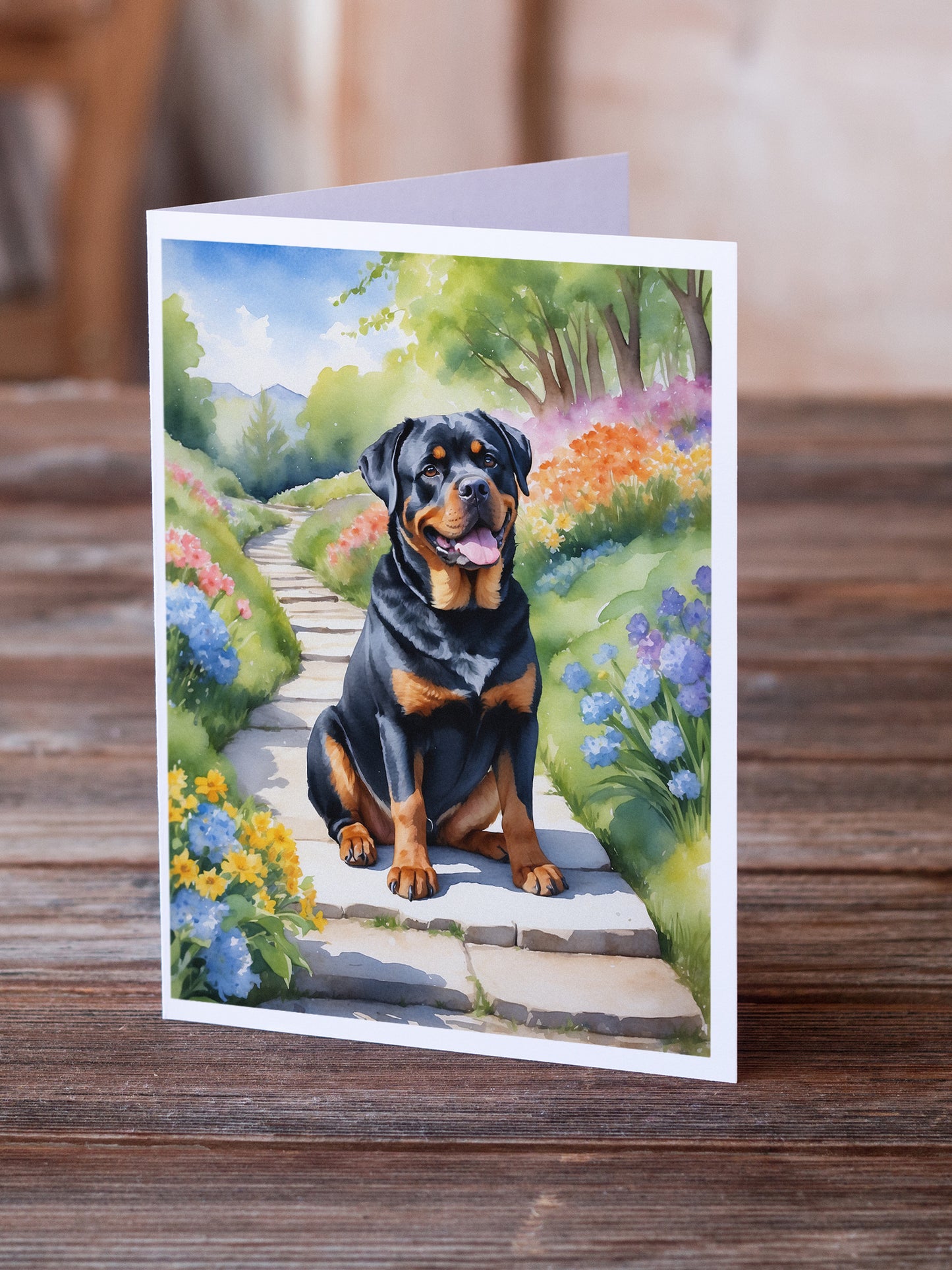 Rottweiler Spring Path Greeting Cards Pack of 8