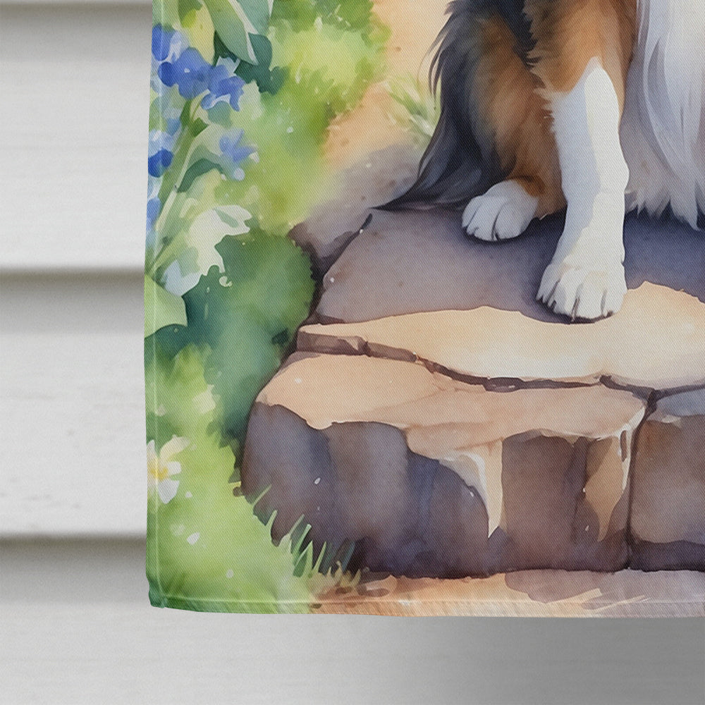 Sheltie Spring Path House Flag