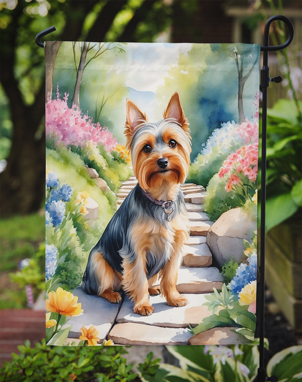 Silky Terrier Spring Path Garden Flag