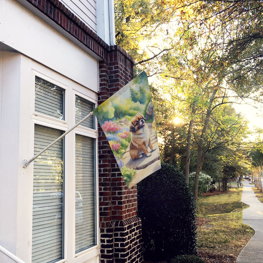 Tibetan Spaniel Spring Path House Flag