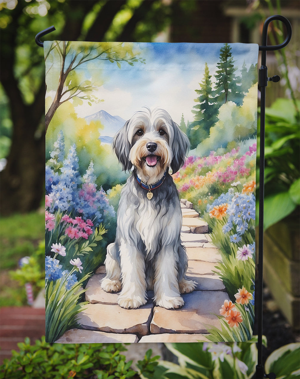 Tibetan Terrier Spring Path Garden Flag