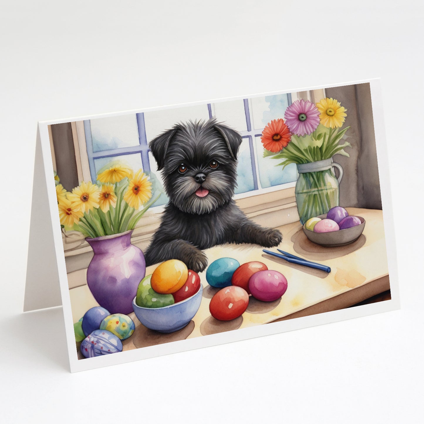 Buy this Decorating Easter Affenpinscher Greeting Cards Pack of 8