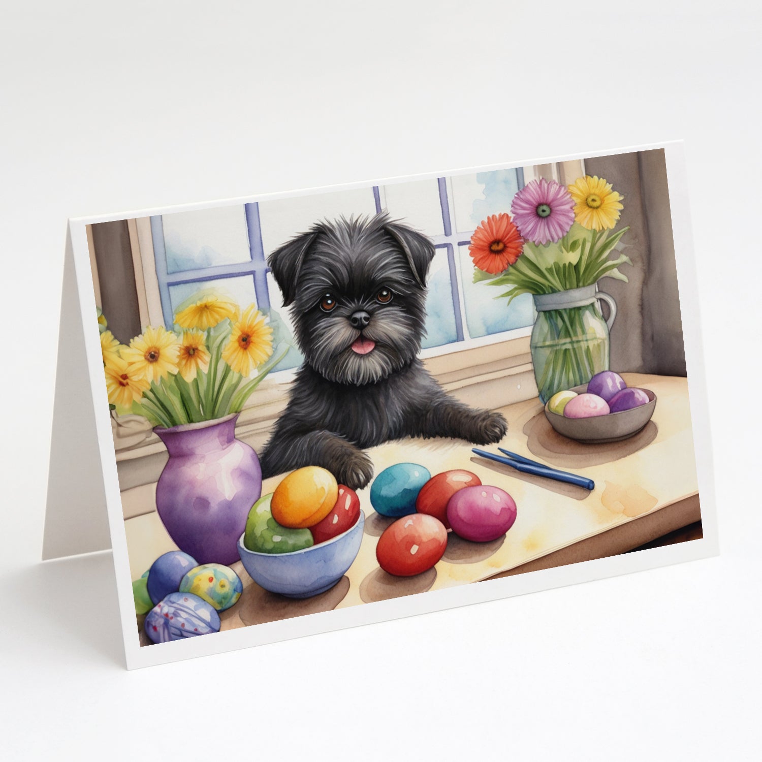 Buy this Decorating Easter Affenpinscher Greeting Cards Pack of 8
