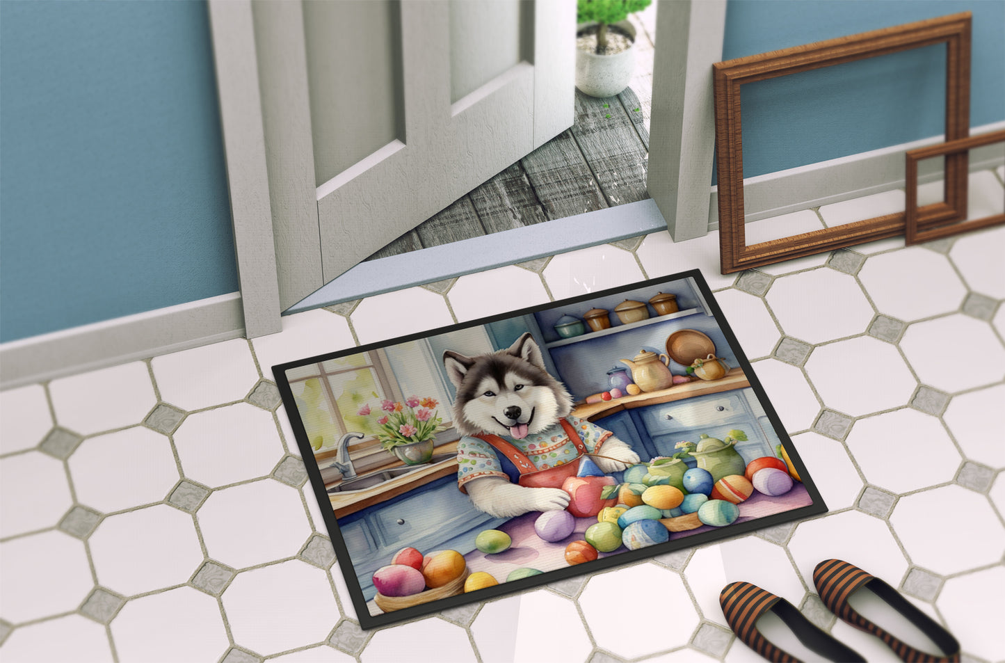 Decorating Easter Alaskan Malamute Doormat