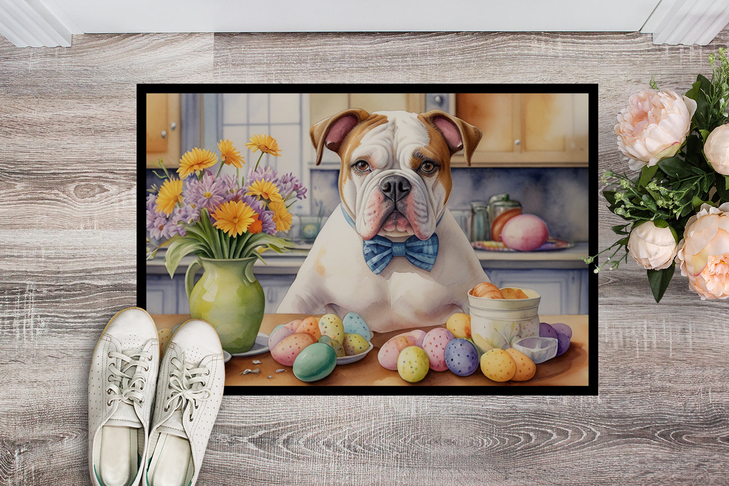 Decorating Easter American Bulldog Doormat