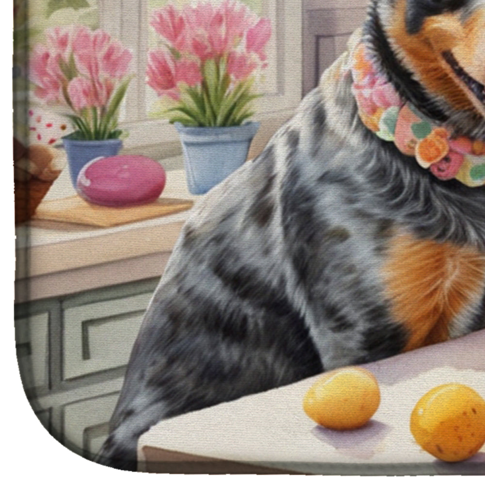 Decorating Easter Australian Cattle Dog Dish Drying Mat