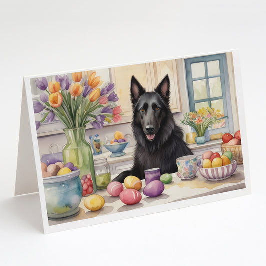 Buy this Decorating Easter Belgian Sheepdog Greeting Cards Pack of 8