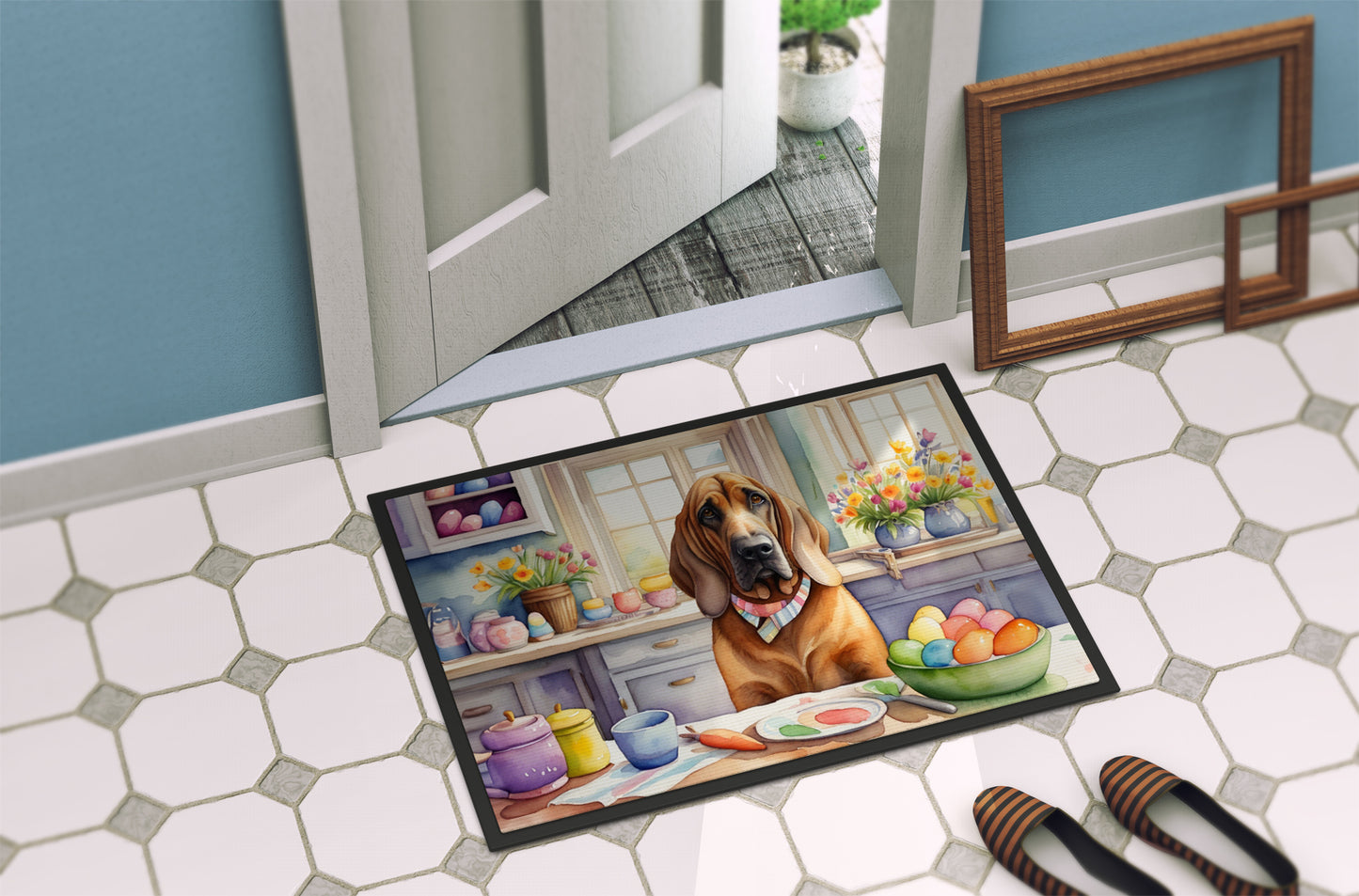 Decorating Easter Bloodhound Doormat