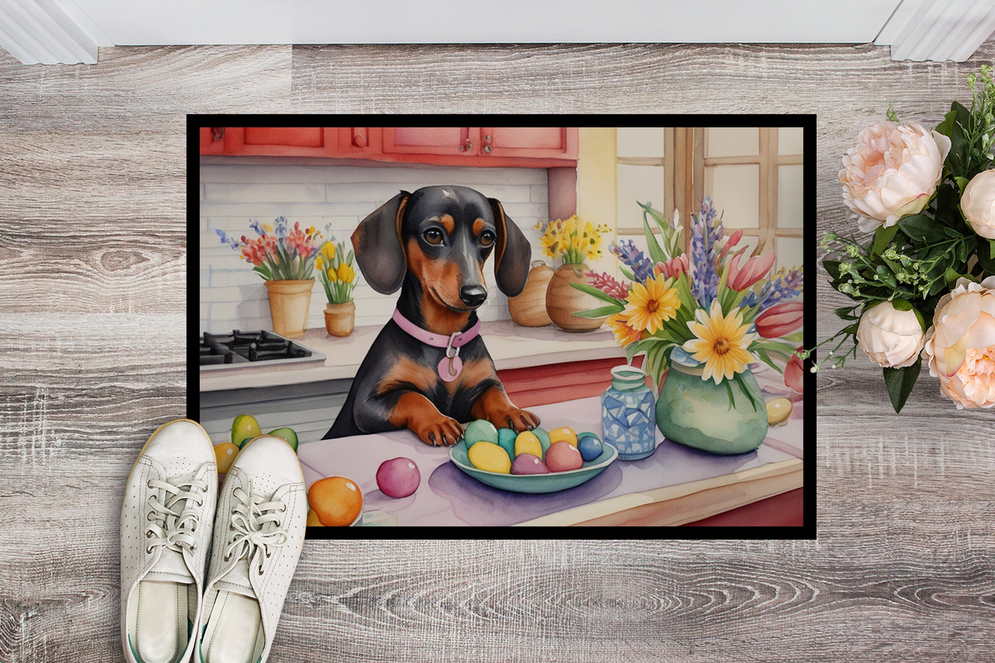 Decorating Easter Dachshund Doormat