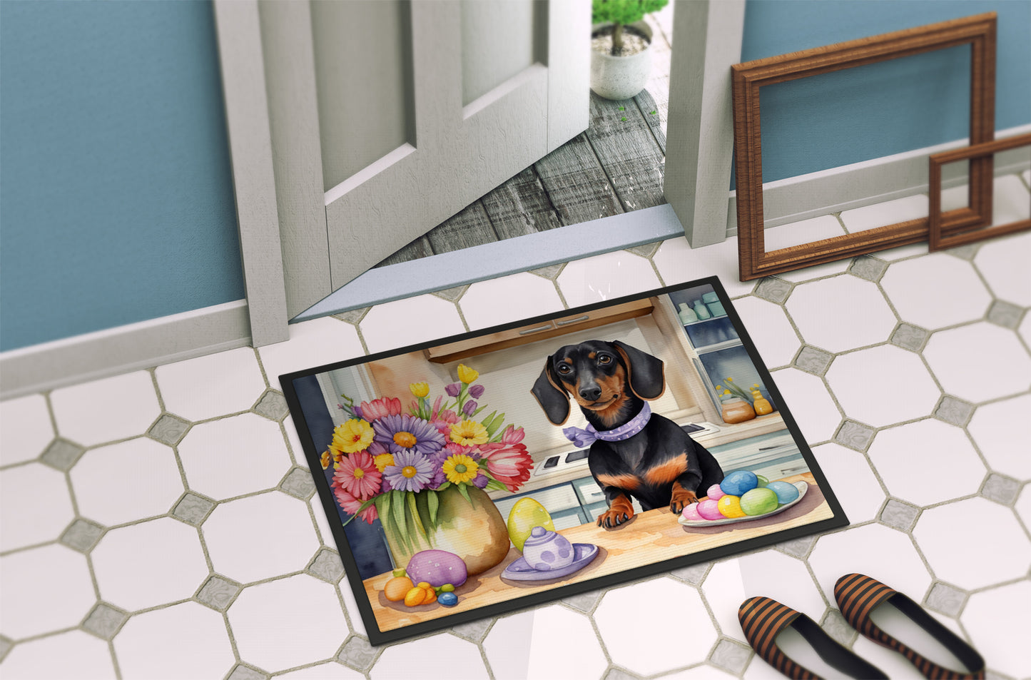 Decorating Easter Dachshund Doormat