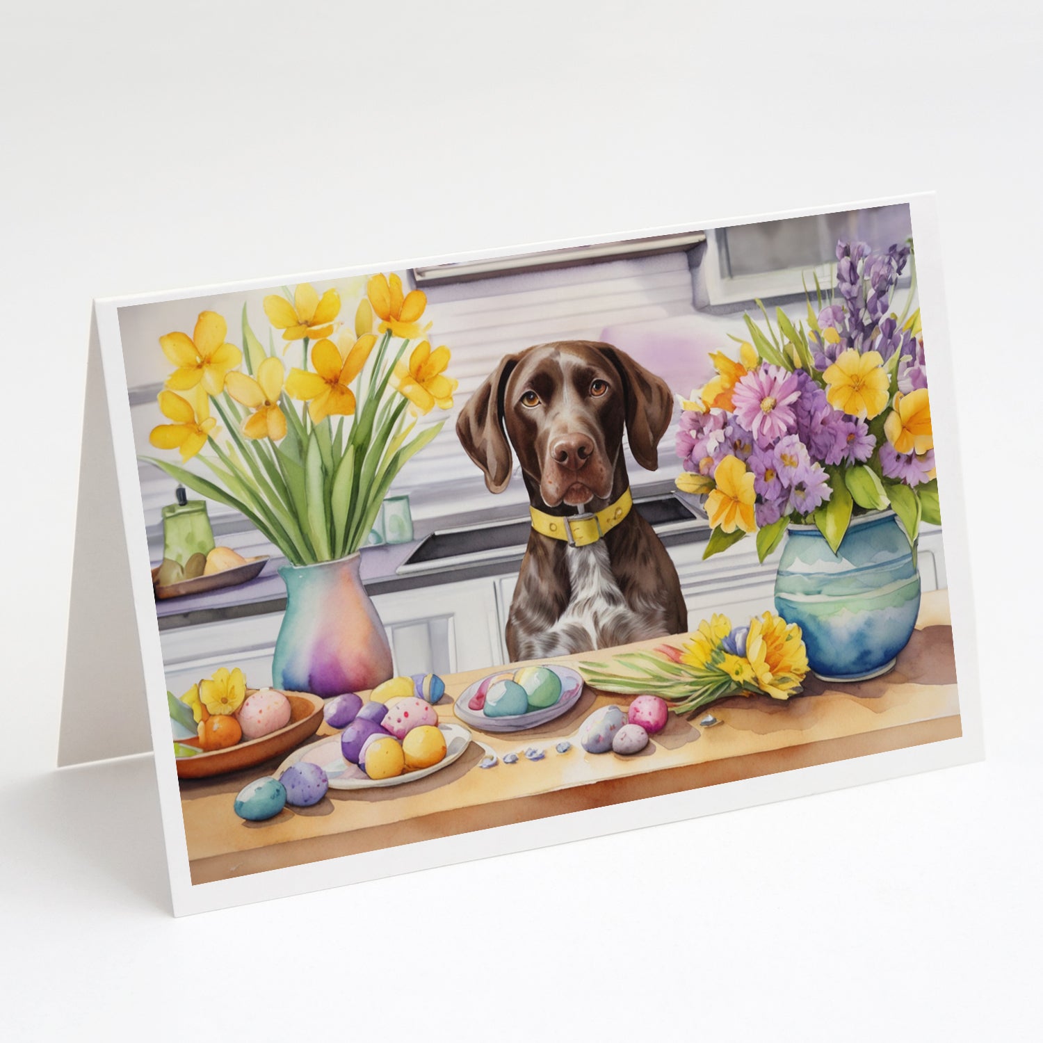 Buy this Decorating Easter German Shorthaired Pointer Greeting Cards Pack of 8