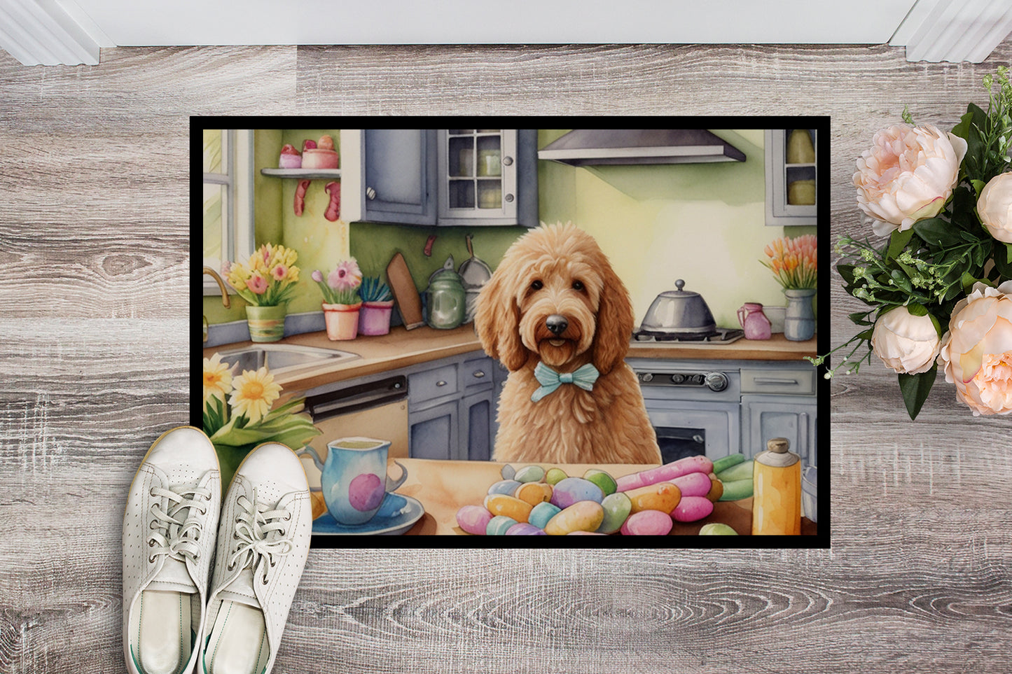 Decorating Easter Goldendoodle Doormat